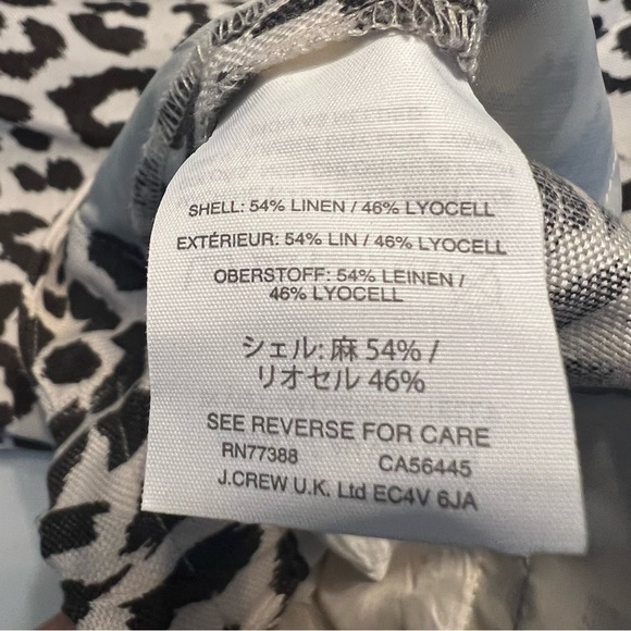 J. CREW Cafe Tapered Linen Capri in Beige/Black Cheetah Print Size 2P—PETITE - Picture 9 of 9